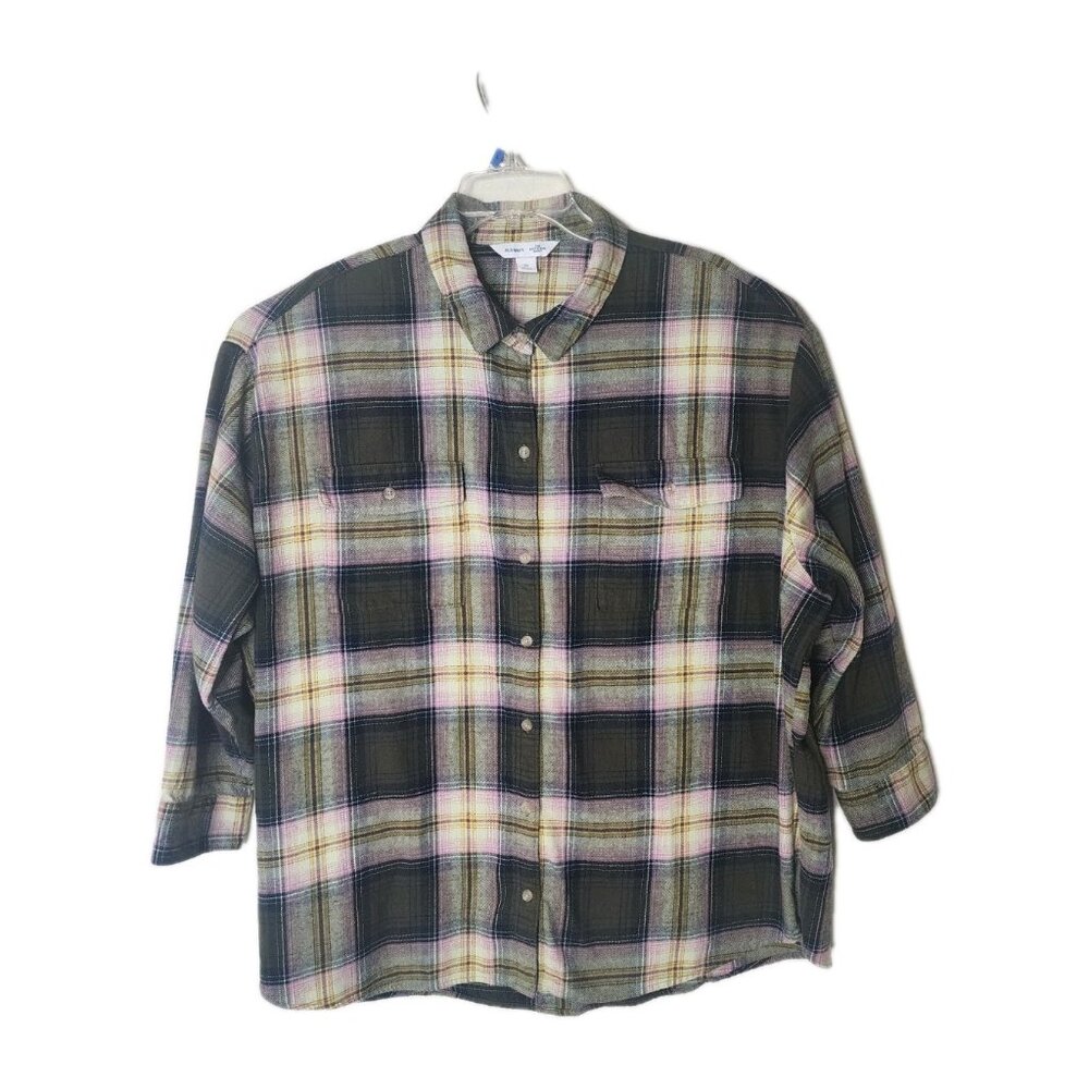 Old Navy Flannel Boyfriend Plaid Button Down Shirt 3XL